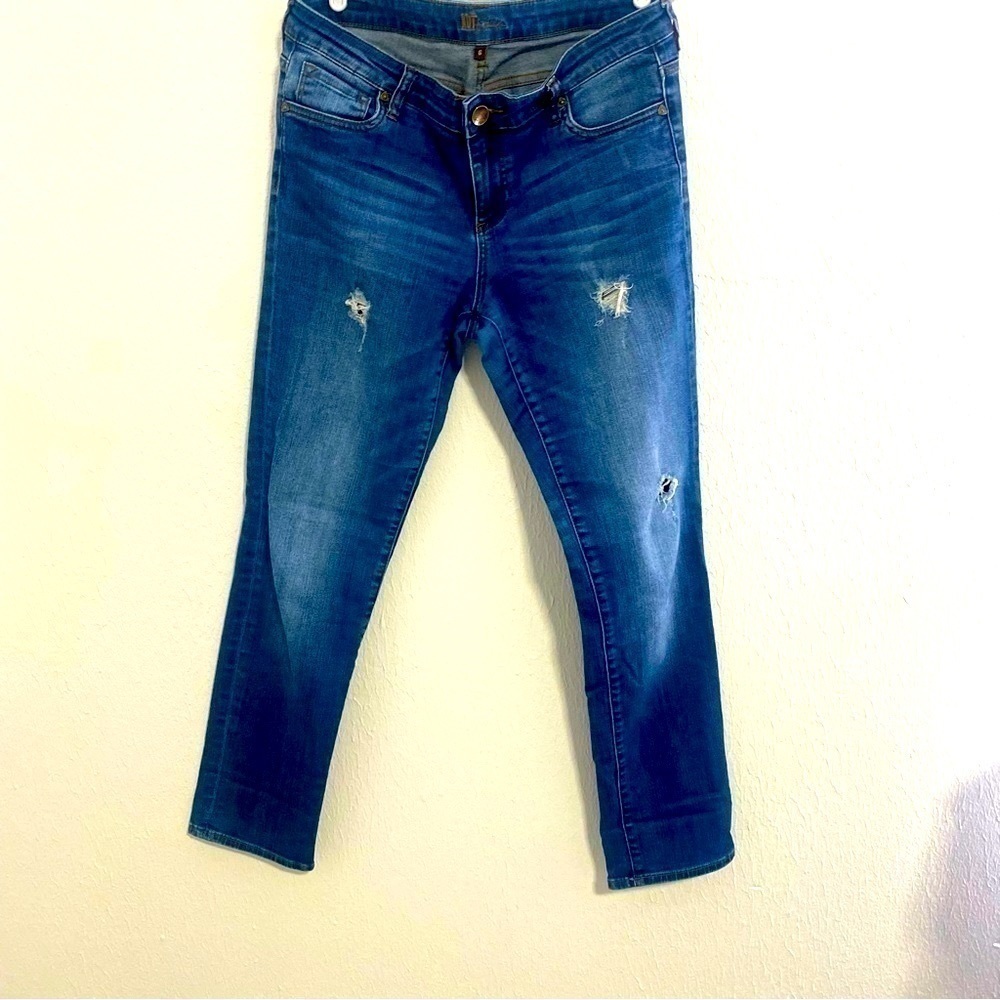 Kut From The Kloth Women’s Size 6 DISTRESSED High-Rise Baby Bootcut Jeans